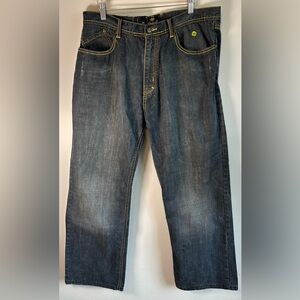 Vintage Akademiks Mens Jeans 38x29 Black Embroidered Chess Pieces Pockets Y2K